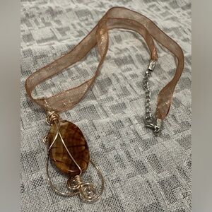 Artisan Brown and Gold Pendant Necklace